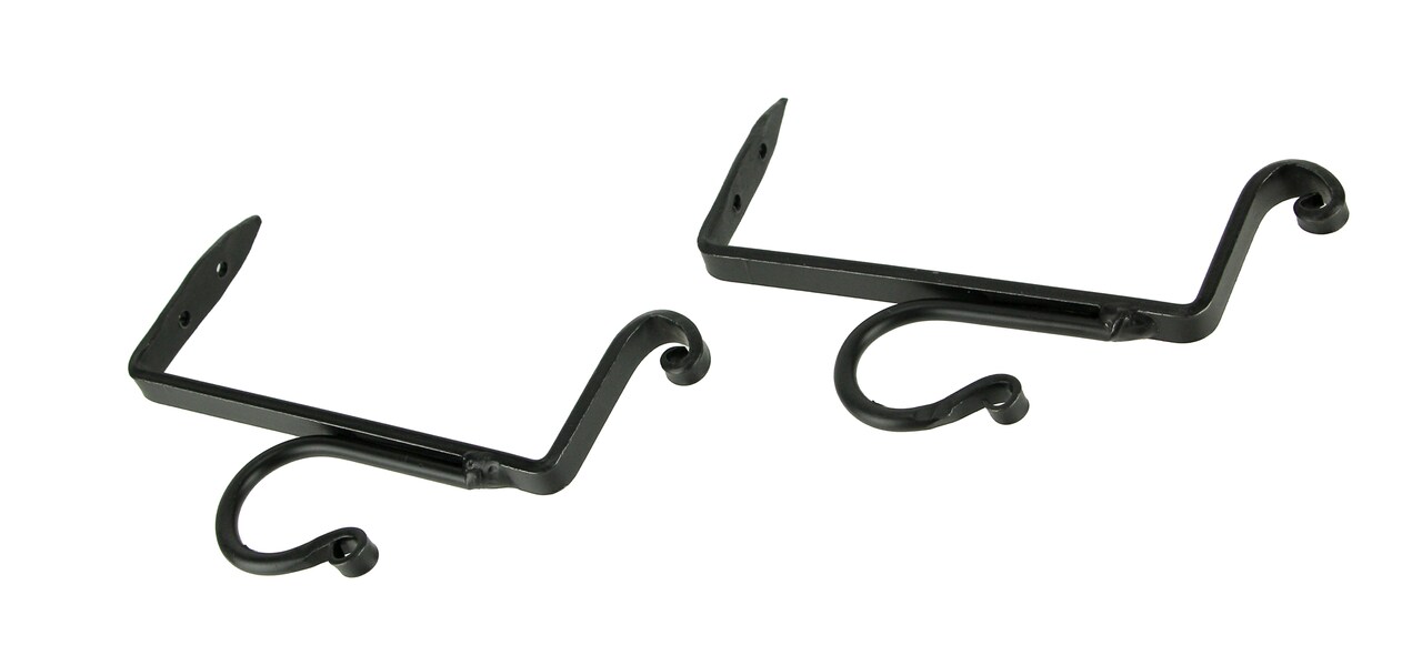 Hand Forged Wrought Iron Curtain Rod Shelf Bracket Amish Made Small Set of 2